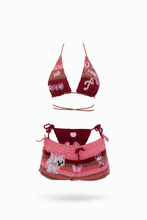 Load image into Gallery viewer, The “Strawberry Barbie” Knitwear Bikini 3 Piece Set